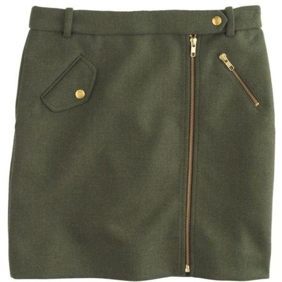J. Crew Dresses & Skirts - Olive Green Mini Skirt with Gold Zippers